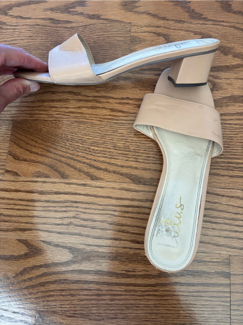 Delicious Nude/Tan Block Heel Slide Sandals - Women